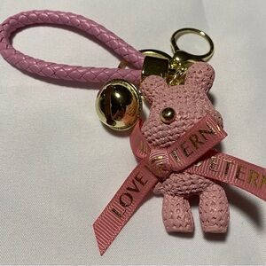Pink Bear Purse Charm with Gold Accents